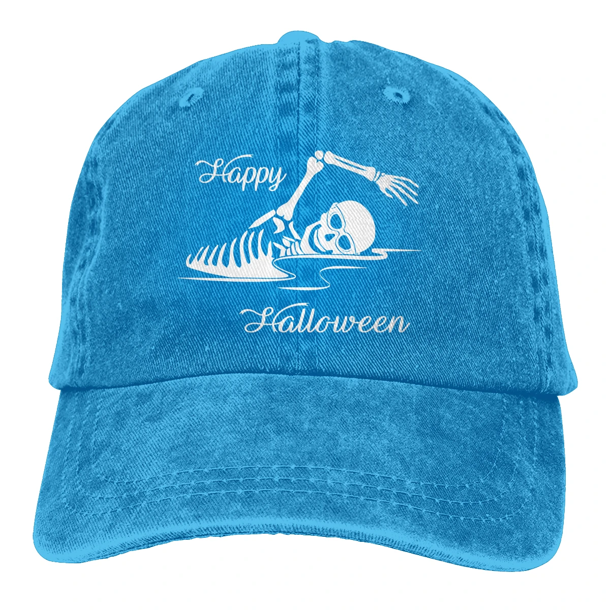 Swimmer Скелет Череп Casquette черный унисекс Мужские Женские джинсовые бейсболка с ремешком кепки Регулируемый Гольф папа шляпа
