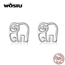 WOSTU, серьги-гвоздики в форме слона, 925 пробы, серебряные маленькие серьги в виде животных для женщин, ювелирные изделия для свадебной вечеринки, CQE661-SR