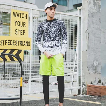 

Rash Guards Men Tankini Swimsuit 3 Pieces Long Sleeve Shirt Shorts Pants Couples Swimwear 2019 Beach Man Korean Diving Surf Wear
