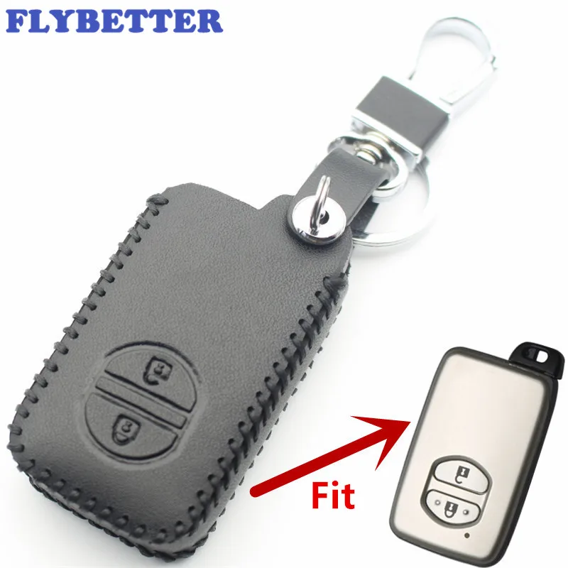 FLYBETTER чехол для смарт ключей с 2 кнопками из натуральной кожи Toyota Camry/Crown/high