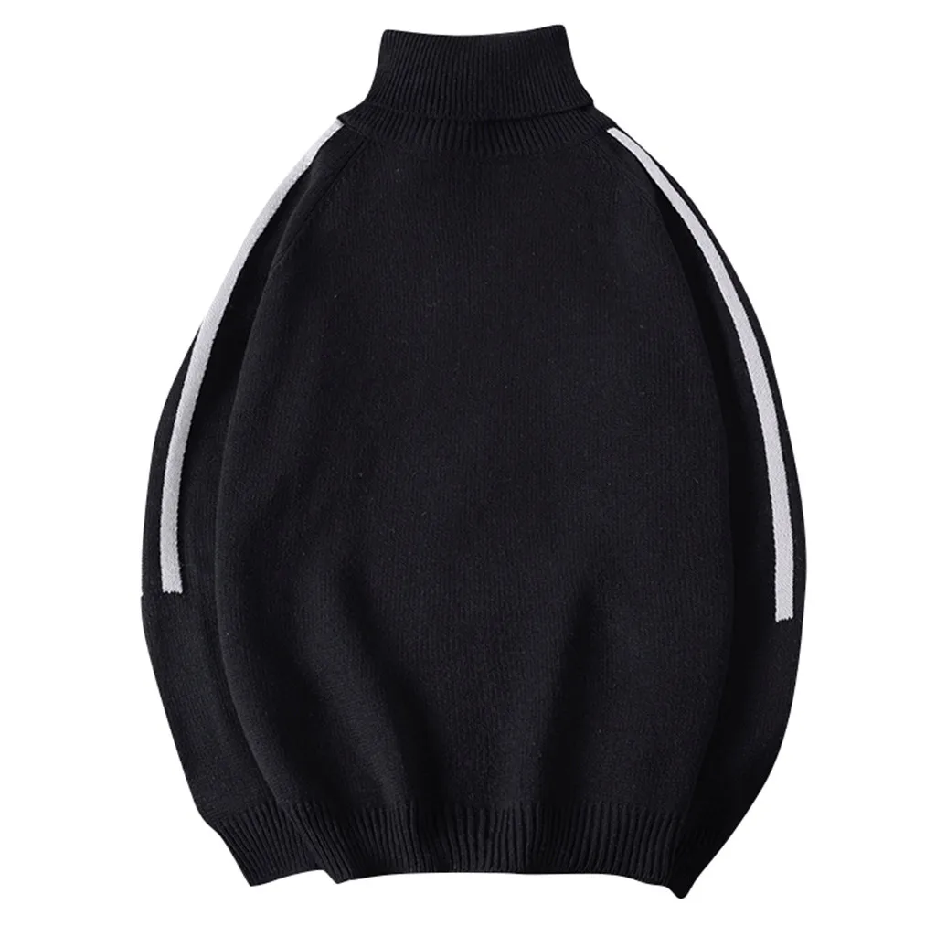 Pull homme мужская осенне-зимняя повседневная тонкая белая полосатая декоративная водолазка с длинными рукавами для мужчин вязаный свитер Топ Блузка