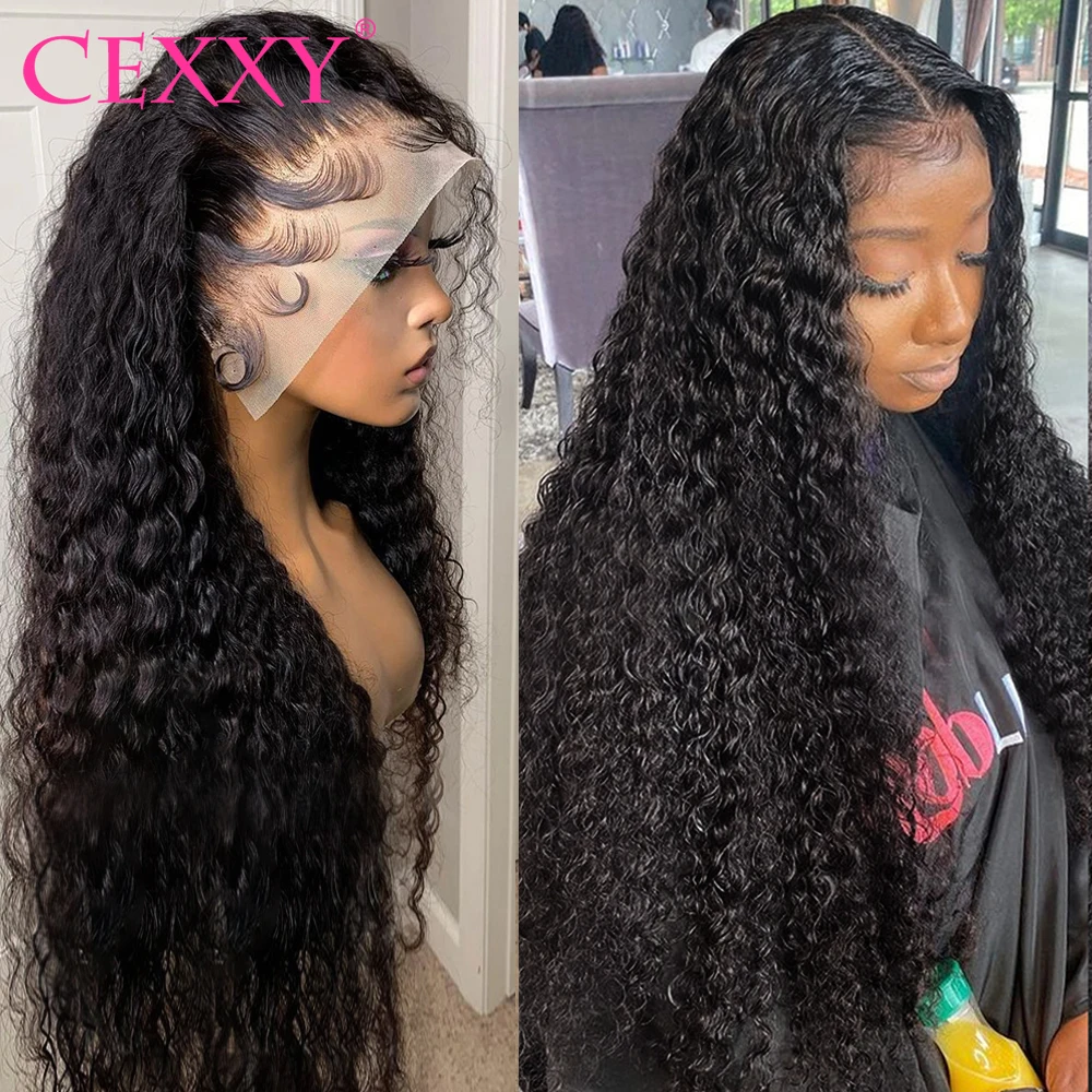 CEXXY 30 40 inch 360 13x4 Frontal Wigs Deep Wave Frontal Wigs 4x4 Lace Closure Loose Water Wave Curly Human Hair Wig For Women