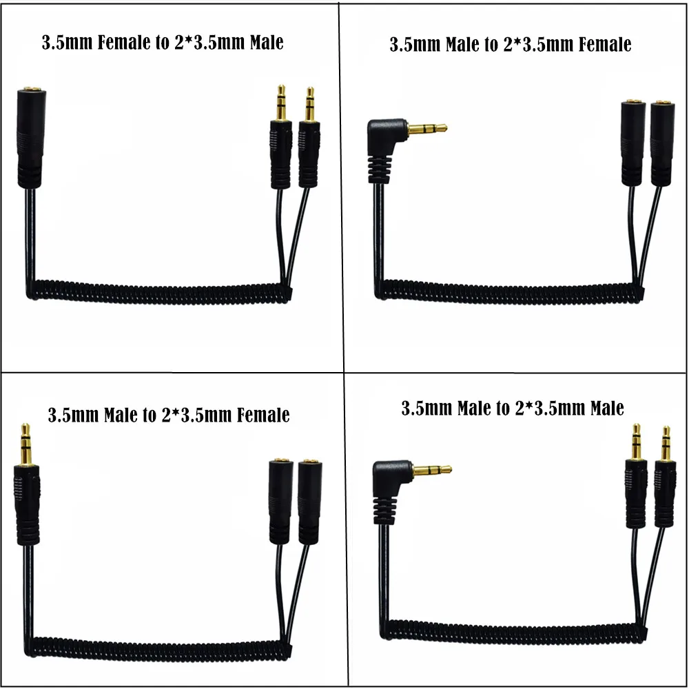 Спиральный аудиокабель спиральный 3 5 мм аудио стерео Y-разветвитель кабель для