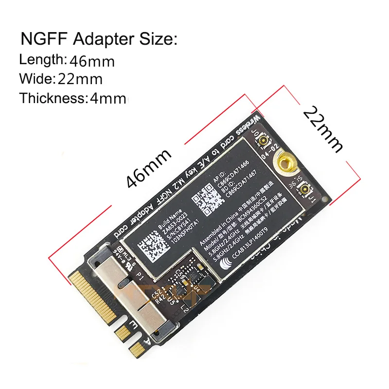 BCM94360CS2 аэропорт 867 Мбит/с Wi-Fi Карта Bluetooth 4,0 с NGFF M.2 адаптер+ 2 шт 6DBi антенны Airdrop handoff для Mac Os