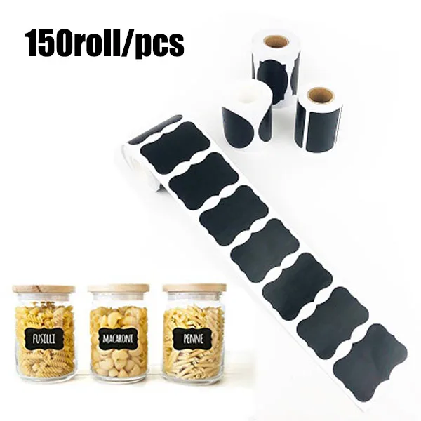 

150Pcs/Roll Chalkboard Label Sticker Pantry Storage Stickers for Kitchen Jars Removable Waterproof Blackboard Sticker Stationery