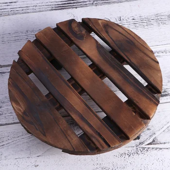 

Wooden Movable Plant Flower Pot Stand with Wheels for Outdoor Home Garden