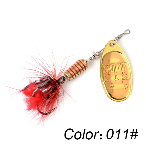 FTK 1pc Spinner Bait 7.5g 12g 17.5g Hard Spoon Bass Lures Metal Fishing Lure With Feather Treble Hooks For Pike Fishing 011