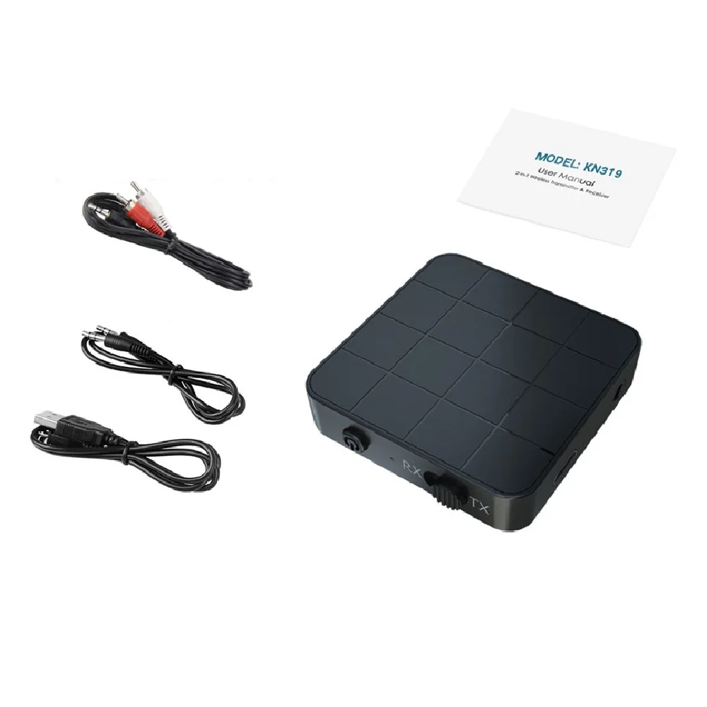 Черный Bluetooth 5.0 2-in-1 Audio Transmitter Receiver TV Computer Speaker Car Adapter Stereo Wireless Audio 3.5mm AUX Jack RCA Adapter - Цвет: Черный