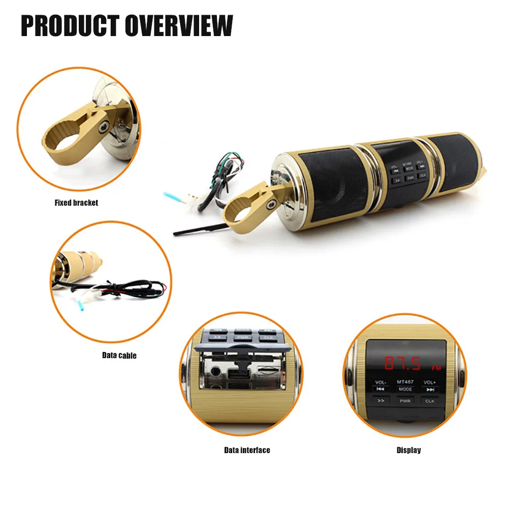 Bluetooth-динамик для мотоцикла, музыкальный плеер для любого мотоцикла, водонепроницаемый светодиодный fm-радио, динамик для мотоцикла