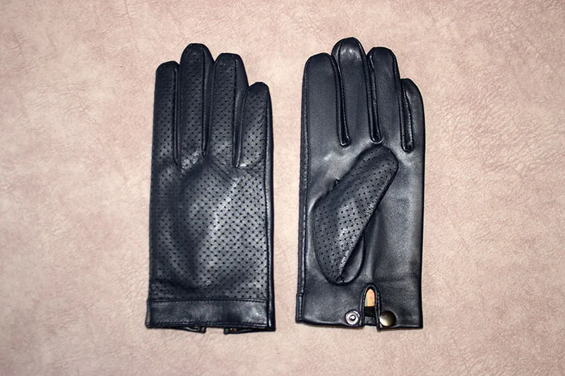 Summer Leather Driving Gloves Men's Sheepskin Touch Screen 2021 New Eyelet Breathable Thin Motorcycle Riding Driver Gloves ski gloves mens