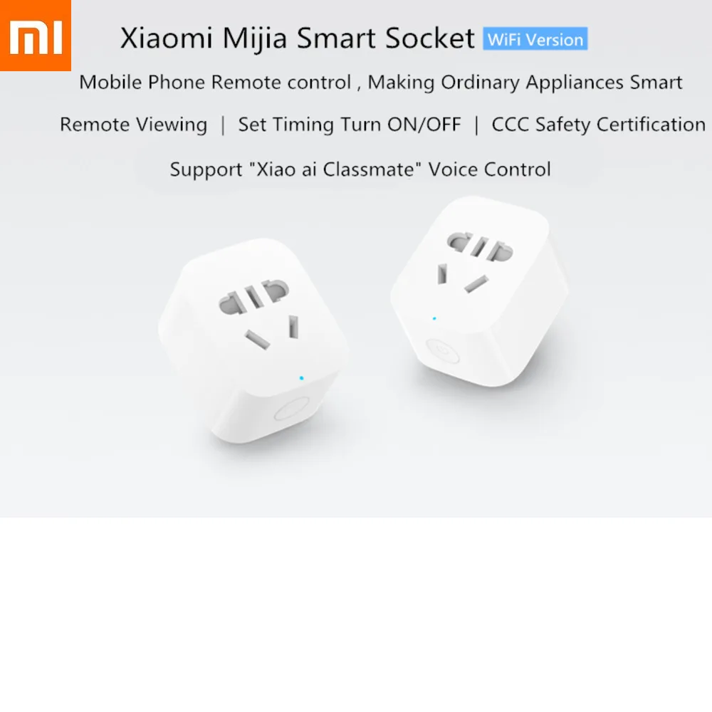 

Original Xiaomi Mijia Mi Smart Power Socket Plug Timer Switch Powercube Basic XIOMI Wireless Wifi App Remote Control Eu Adapter