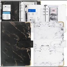 

2 Pcs A6 PU Marble Budget Binder Refillable Organizer for A6 Filler Paper, Personal Planner Binder Cover with Magnetic Closure