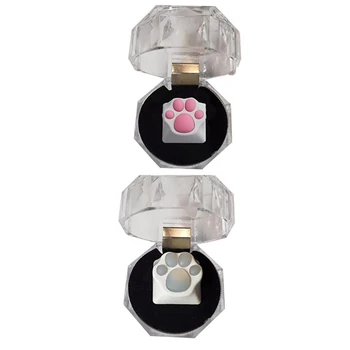 

2x Cat Claw ESC Keycap PBT + Silicone Keycap for Mechanical Keyboard-Transparent&White & White&Pink