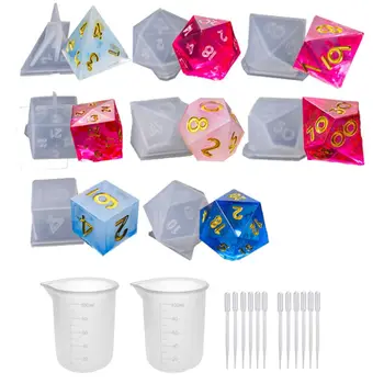 

DIY Crystal Epoxy Mold Dice Fillet Shape Multi-spec Digital Game Silicone Mould