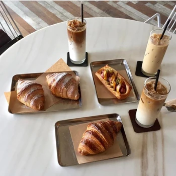 

Rectangular stainless steel tray Serving Snack Dish Platter Home Kitchen Organizer Metal Stainless Steel Jewelry Storage