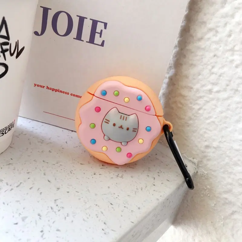 Силиконовый защитный чехол Kitty пончик тост крышка с карабином для Airpods 1/2 A5YA