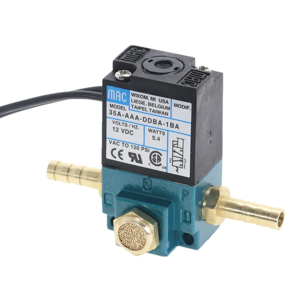 MAC 3 Port Electronic Boost Control Solenoid Valve 35A-AAA-DDBA-1BA 1/8'' NPT With Brass Silencer