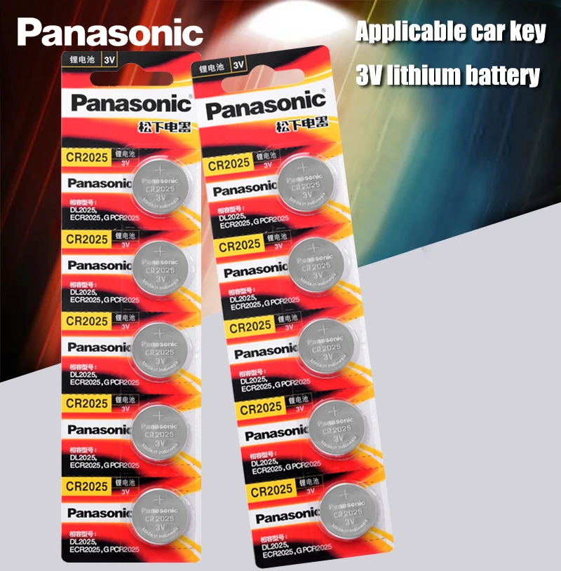 Panasonic-pilas de botón originales cr2025, 10 unids/lote, batería de botón de litio cr 2025 3V para reloj con calculadora, Escala de peso
