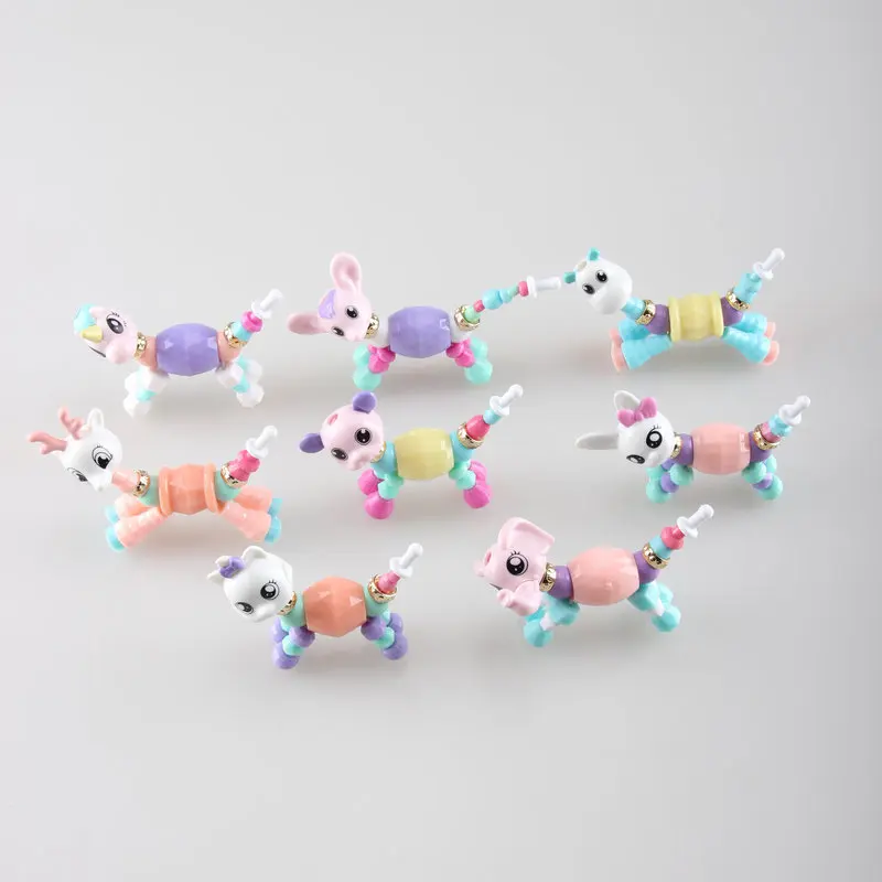 8 Packs Cute DIY Animal Elasticity Twisty Magic Trick Kids Toys Mascot Bracelets 