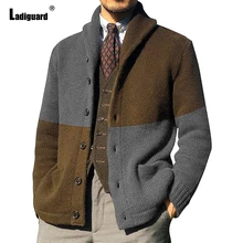 England Style Fashion Mens Knitting Sweater Winter Warm Coats Male Streetwear 2021 Patchwork Top Loose Cardigans Men Sweaters