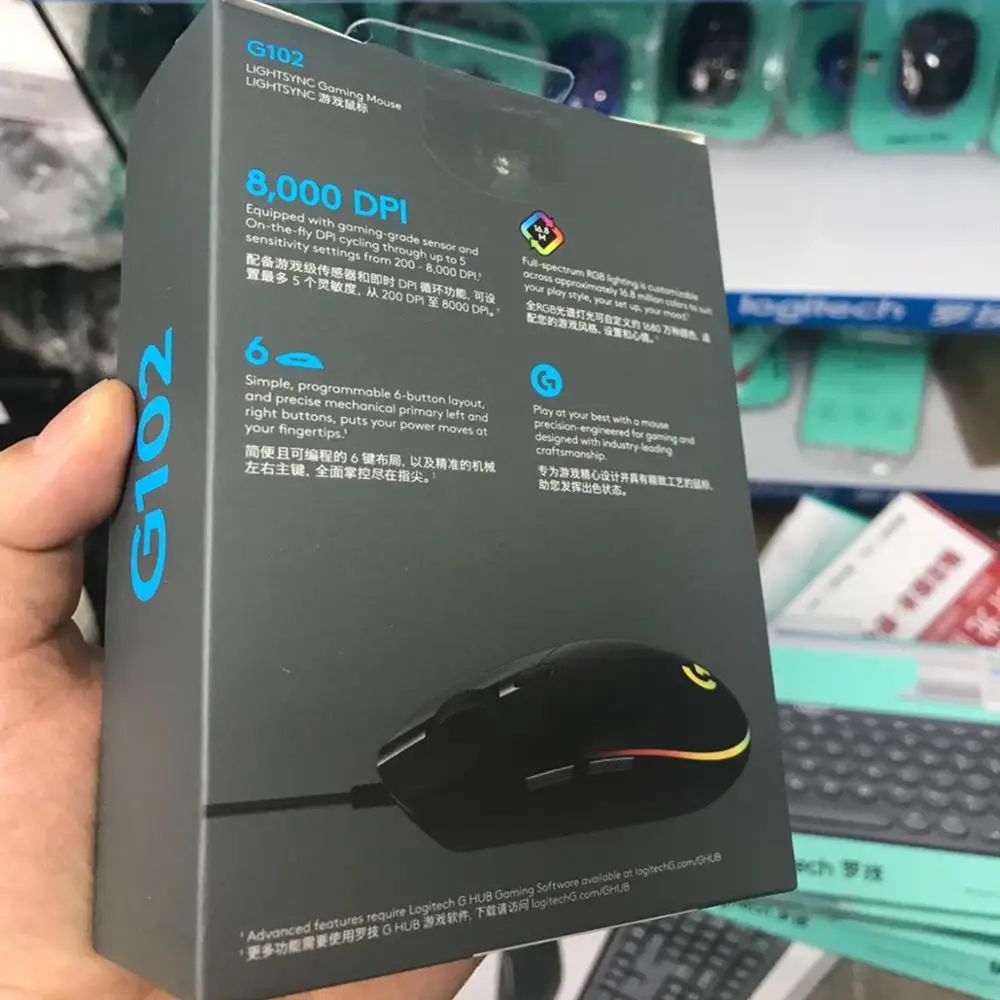 Проводная игровая мышь Logitech G102 с подсветкой механическая Боковая кнопка