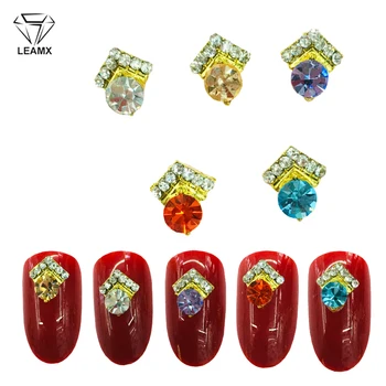 

LEAMX 10pcs 3D Rhinestones Nail Metal Charms Studs Glitter Crystal Nail Art Decorations Nails Jewelry Decor Manicure Supply L553