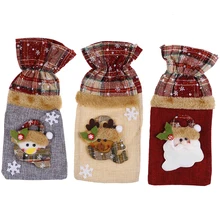 Cute Red Wine Bottle Cover Bags Decoration Home Party Santa Claus Christmas Packaging Christmas Merry Christmas Decoration