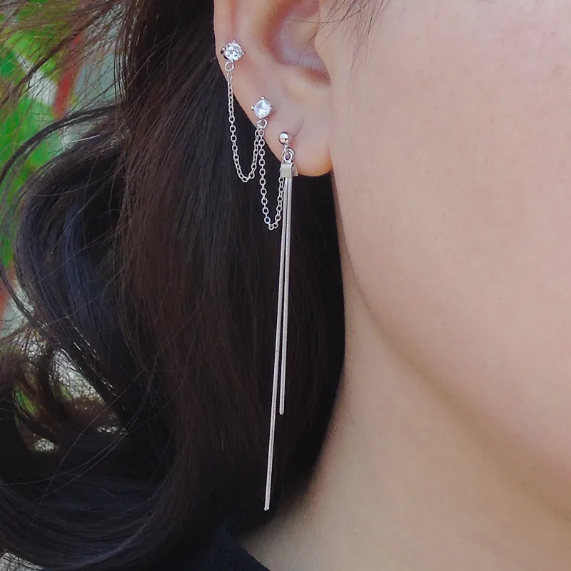 Оригинальный дизайн серьги с двойным пирсингом 925 пробы серебро шестиграмма
