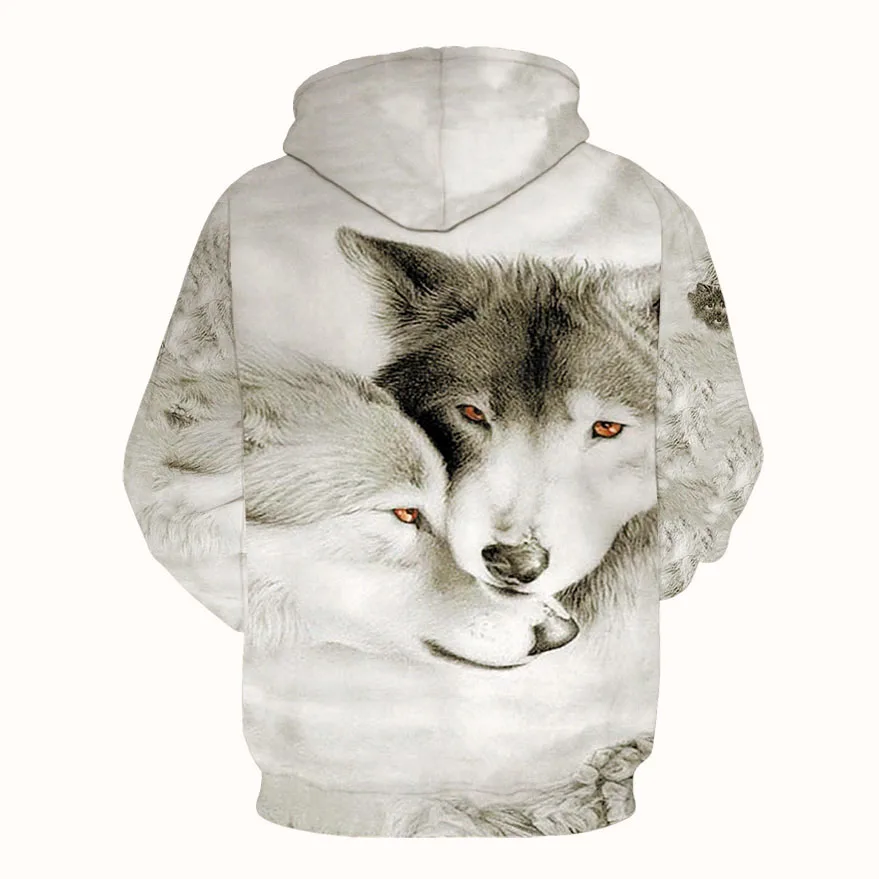 fashion spring and autumn pullover 3D printed Wolf shirt long sleeve shirt for men and women