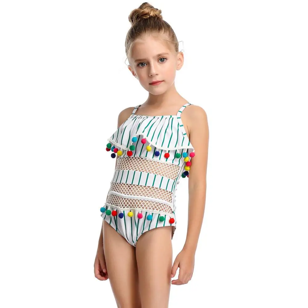Женский слитный купальник с кисточками и рюшами пляжный сетчатый без рукавов