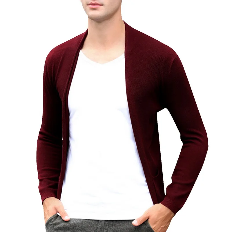 wine red Модные милые популярные весенние мужские модные кардиганы, свитер, цветной мультяшный принт, свитер с v-образным вырезом, мужские милые Повседневные свитера размера плюс - Цвет: wine red