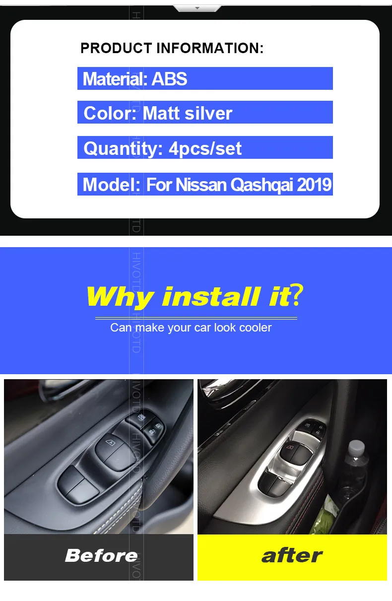 Hivotd для Nissan qashqai j11 Dualis ABS для панели управления окон стекло подъемный переключатель крышка внутренний подъемник украшение аксессуар，автотовары аксессуары для авто