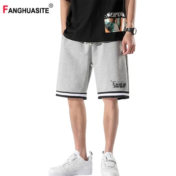 

Men's Summer Sports Shorts New Striped Stitching Letter Printed Knee Length Pants Elastic Waist Straight Casual Pants Men DK7102