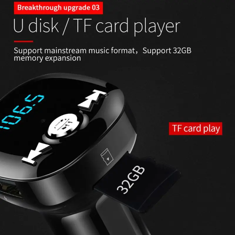 Автомобильный Bluetooth MP3-плеер с двумя USB зарядными устройствами светодиодный дисплей Автомобильный Bluetooth MP3 музыкальный плеер Hands-free fm-передатчик подходит для tf-карты