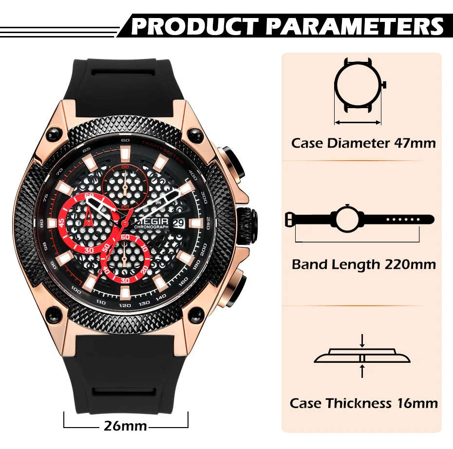 MEGIR для мужчин s часы лучший бренд класса люкс силиконовые спортивные часы для мужчин Relogio Masculino розовое золото хронограф наручные часы Мужские часы