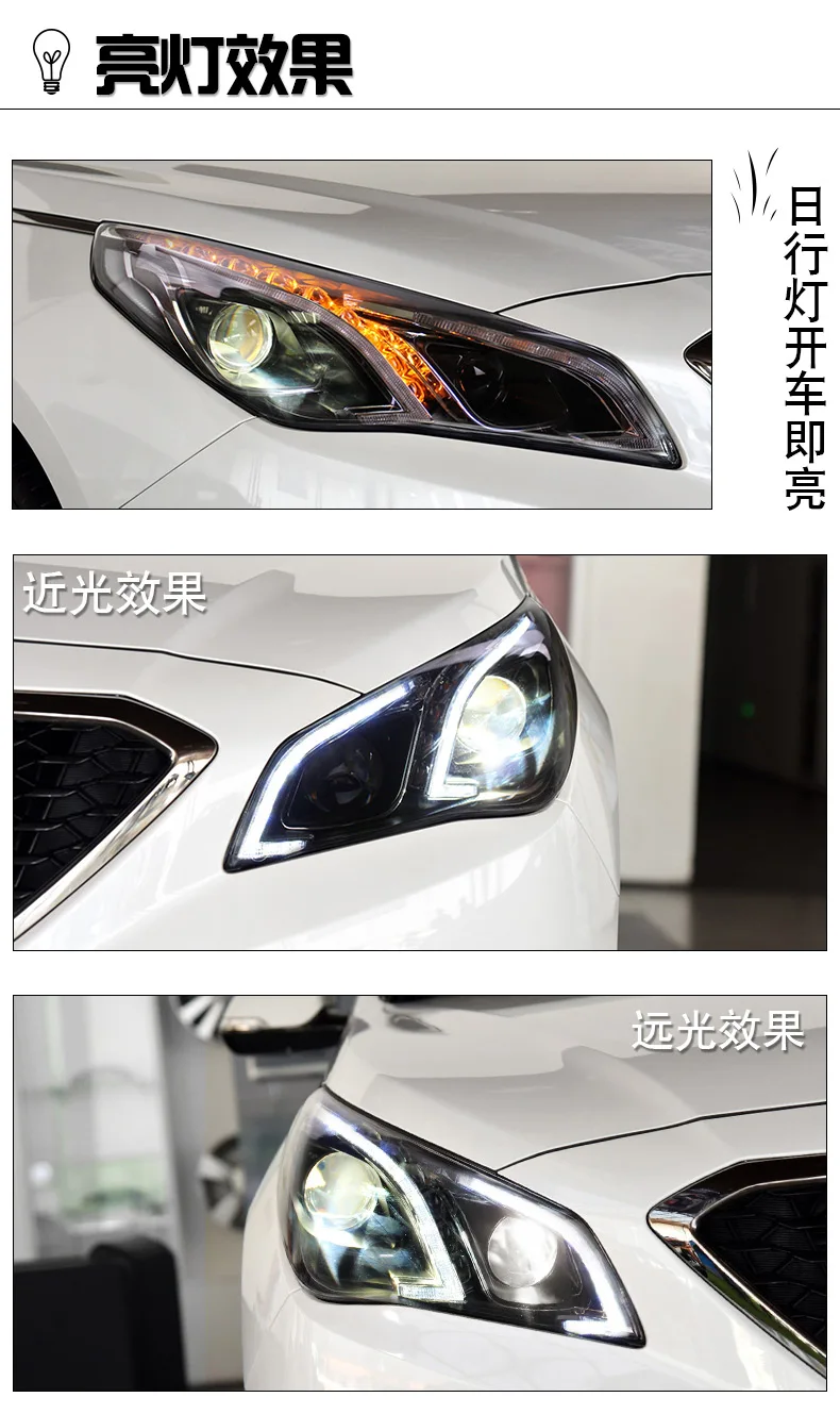 Автомобильный стайлинг фары для hyundai Sonata9 Sonata 9 фары светодиодный ходовые огни биксеноновые фары Противотуманные фары с ангельскими глазками