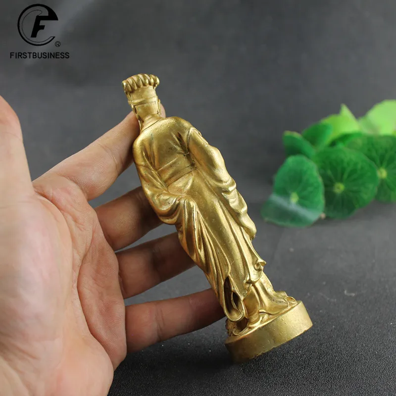 Brass Zhuge Liang Figures Statue Copper Chinese Historical Classical Character Figurines Desktop Decorations Ornaments Crafts
