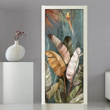 

PVC Waterproof Self-adhesive Door Stickers Wall Decor Banana Leaf 3D Photo Mural Wallpaper Living Room Bedroom Decor Wall Decals