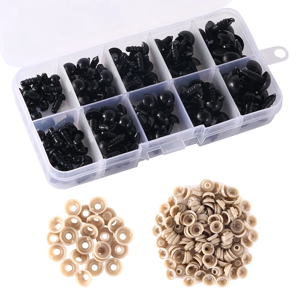 150 шт глазки для игрушек Пластиковые глаза черный овальный нос Кукла пластиковый