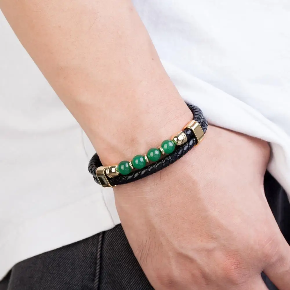 Bracelet Jewelry Natural Stone Beads Leather Charm 9 Style