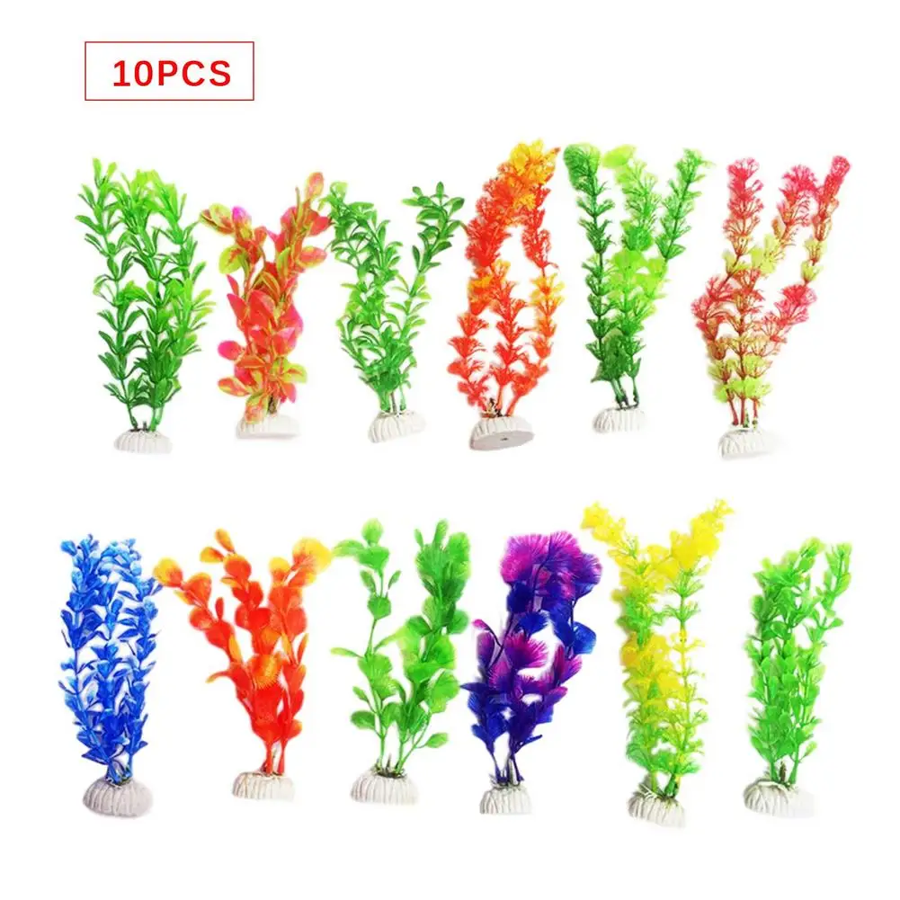 

2020 New 10PCS Colorful Plastic Artificial Aquarium Plants Simulation Plants