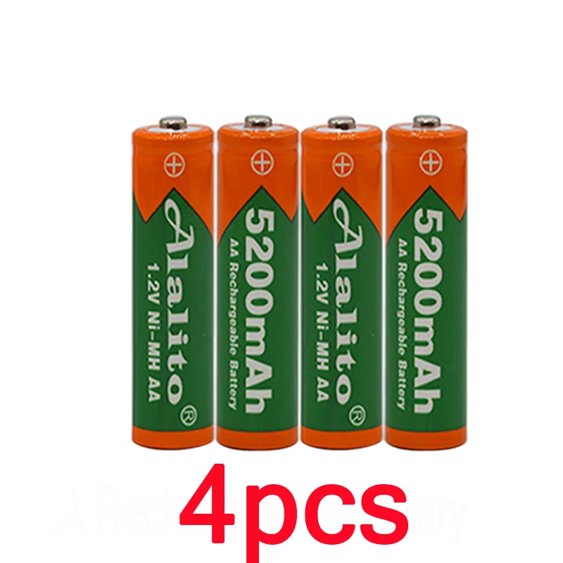 Alalito 1,2 V 5200mAh NI MH AA предварительно Заряженная NI-MH аккумуляторная батарея aa для игрушек камеры батареи для микрофона+ зарядное устройство