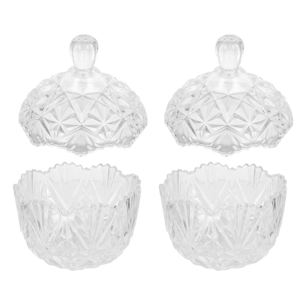 

2PCS Glass Transparent Candy Jar Household Dried Food Candy Canister with Lids