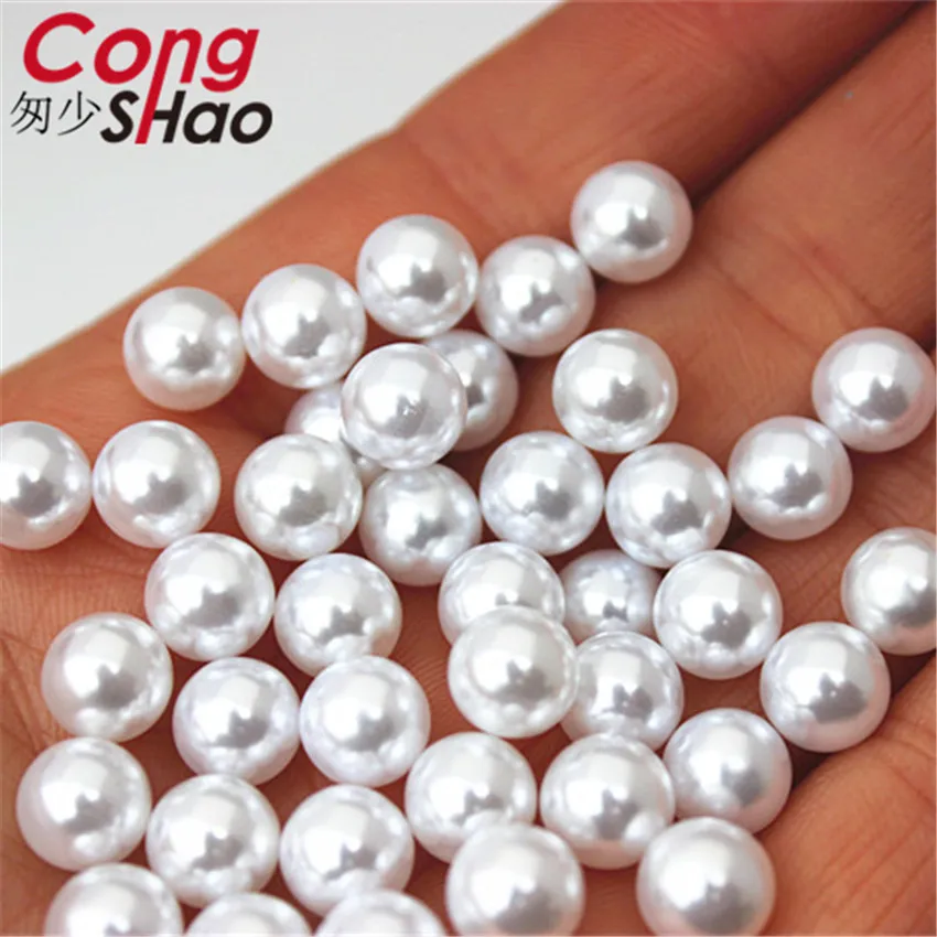 Cong Shao 4/6/8/10mm NO HOLE Imitation Beads Pearl ABS loose Round Craft For DIY Fashion Jewelry Making hat Garment ZZ758 | Дом и сад