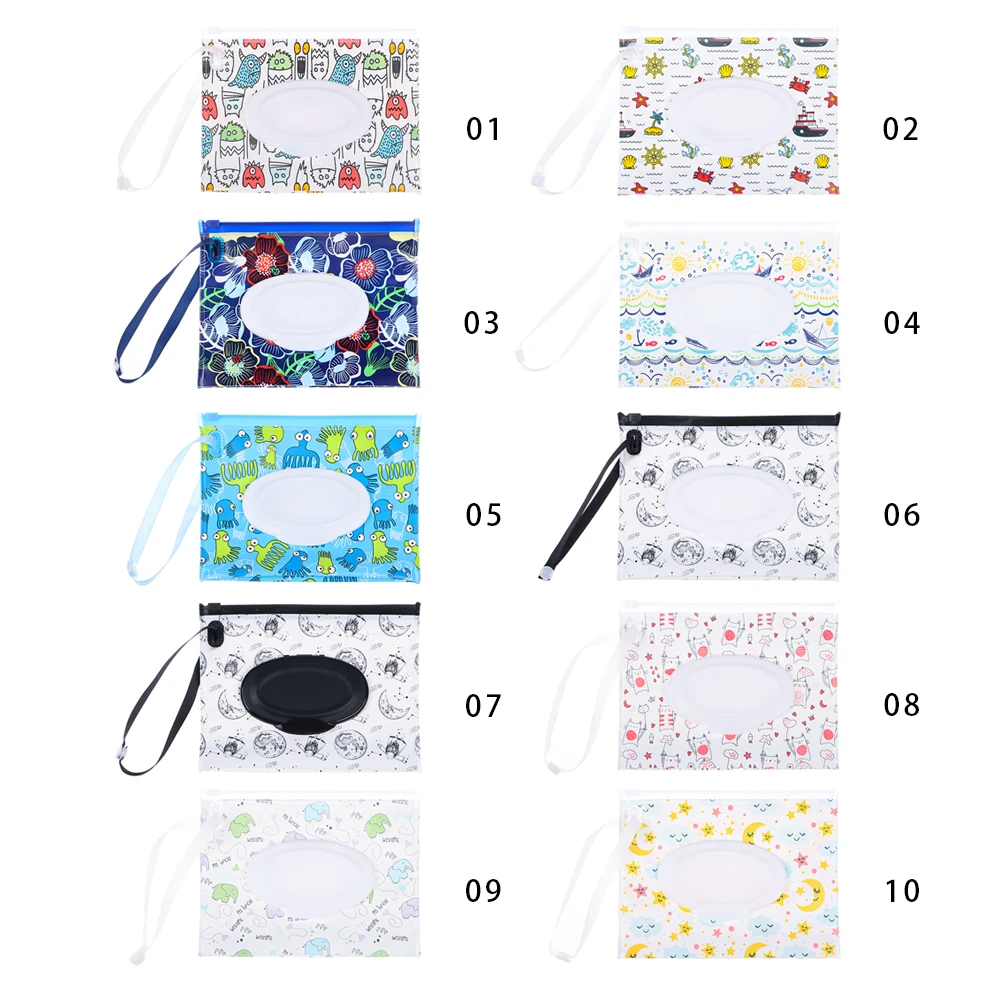 Cartoon EVA Reusable Wet Wipes Bag With Snap Strap Baby Wet Wipes Box Eco-friendly Cleaning Wipes Case Portable Wipes Container 4