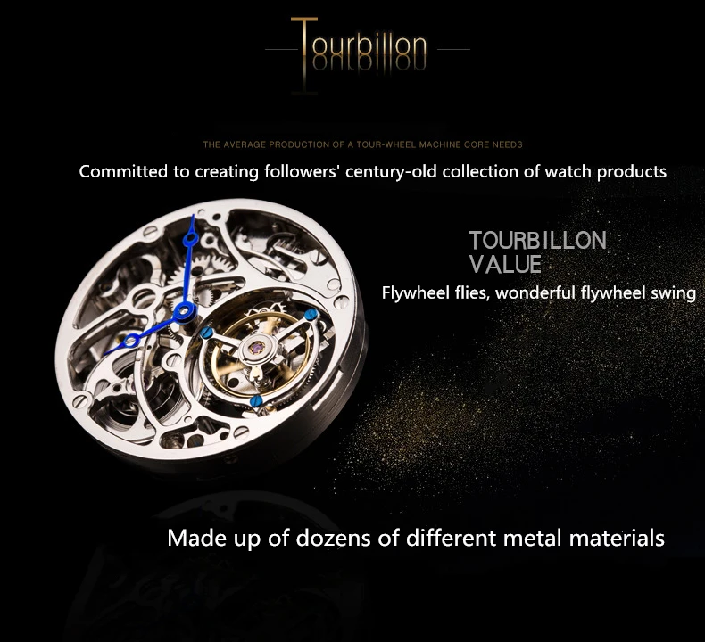 Brand Top Men's Tourbillon Watch movement luxury creative fashion popular carnival Male Clock classic hollow Man Watch movement