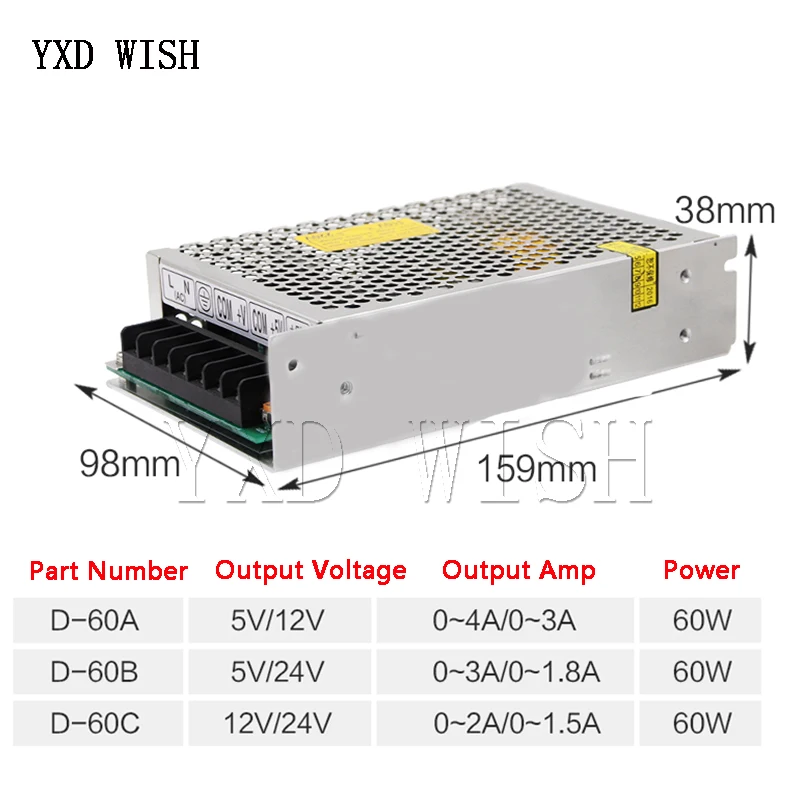 dc saida dupla 30w 50w 60w 100w 200w 350w 5v 12v 24v 03