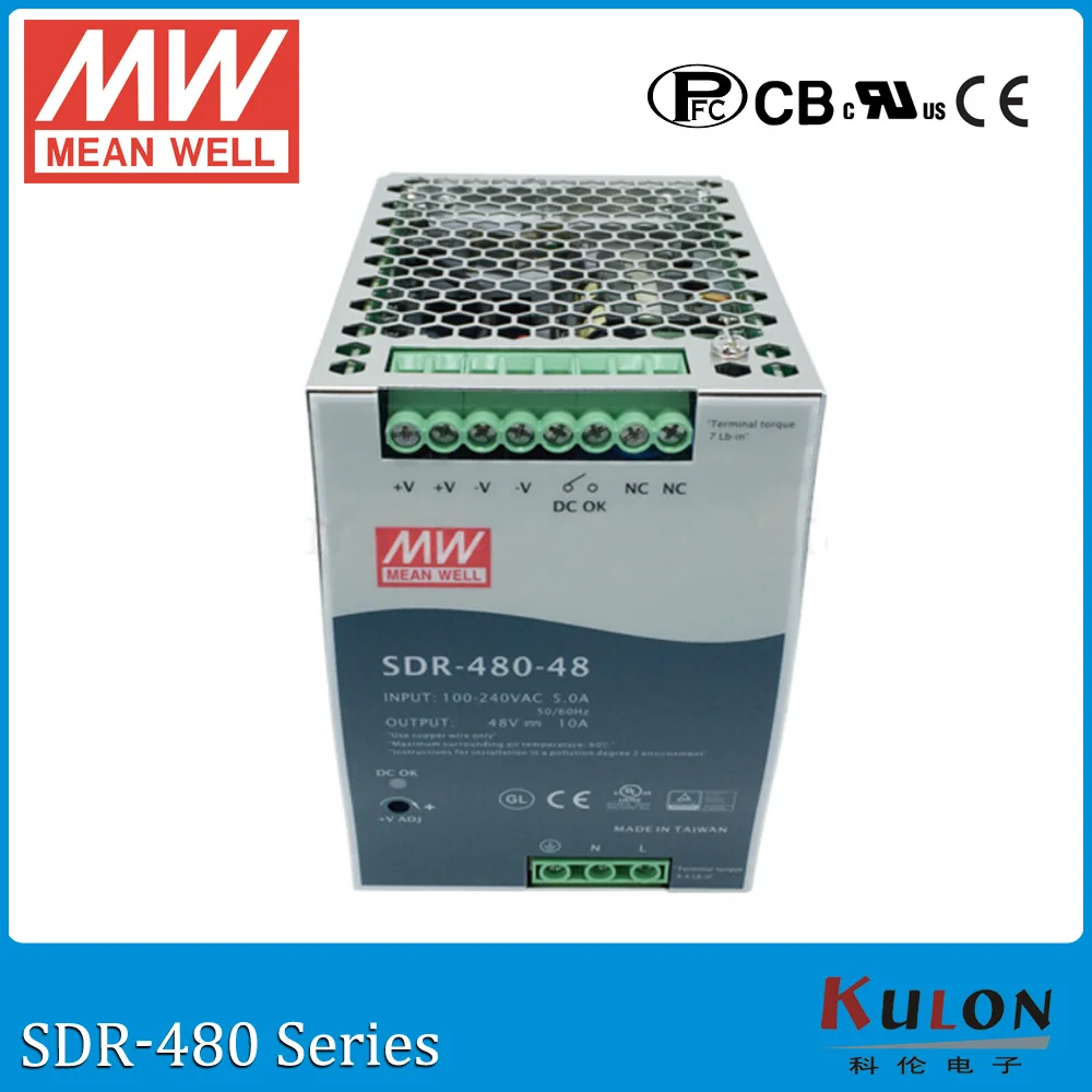 Mean Well Sdr-480-24 24v 20 Amp 480w AC to DC Din-rail Power Supply for sale online 