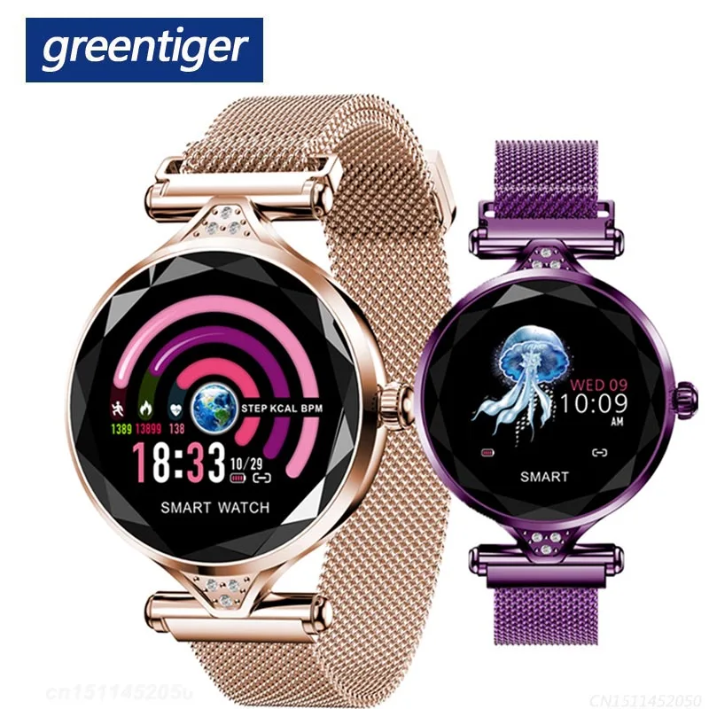 Женские Модные Смарт часы Greentiger H1 водонепроницаемые с Bluetooth пульсометр фитнес