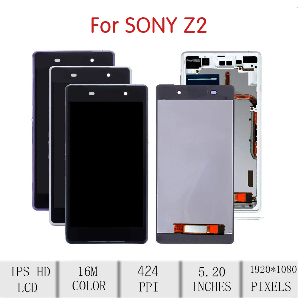 5," для sony Xperia Z2 lcd кодирующий преобразователь сенсорного экрана в сборе для sony Z2 дисплей с рамкой Замена L50W D6502 D6503